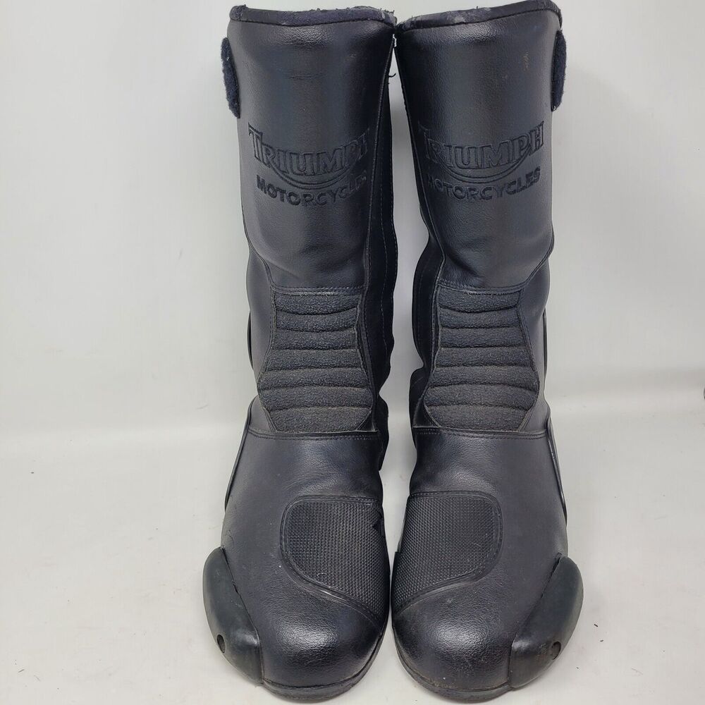 1997 Triumph Motorcycles Boots Black Leather Mens Size 11.5 EU45 Side Zip Racing